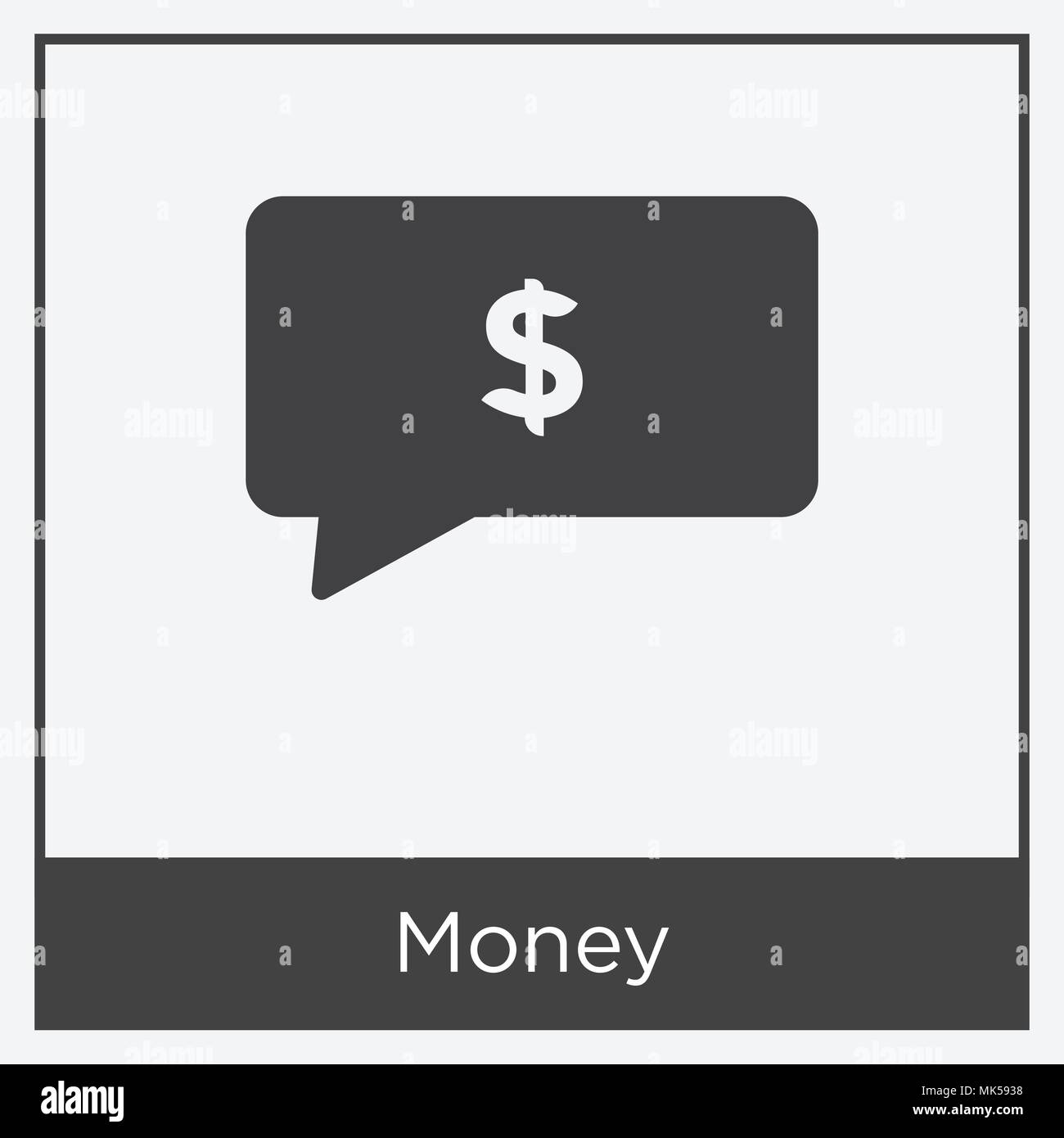 Money icon isolated on white background with gray frame, sign and ...