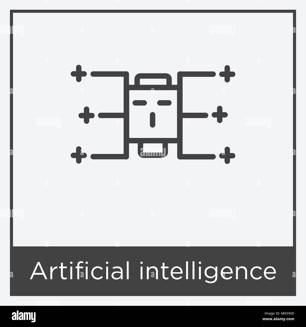 Artificial intelligence icon isolated on white background with gray ...