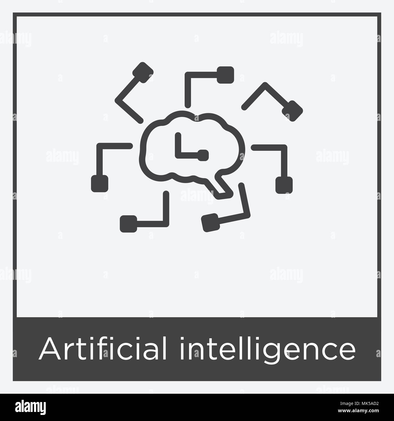 Artificial intelligence icon isolated on white background with gray ...