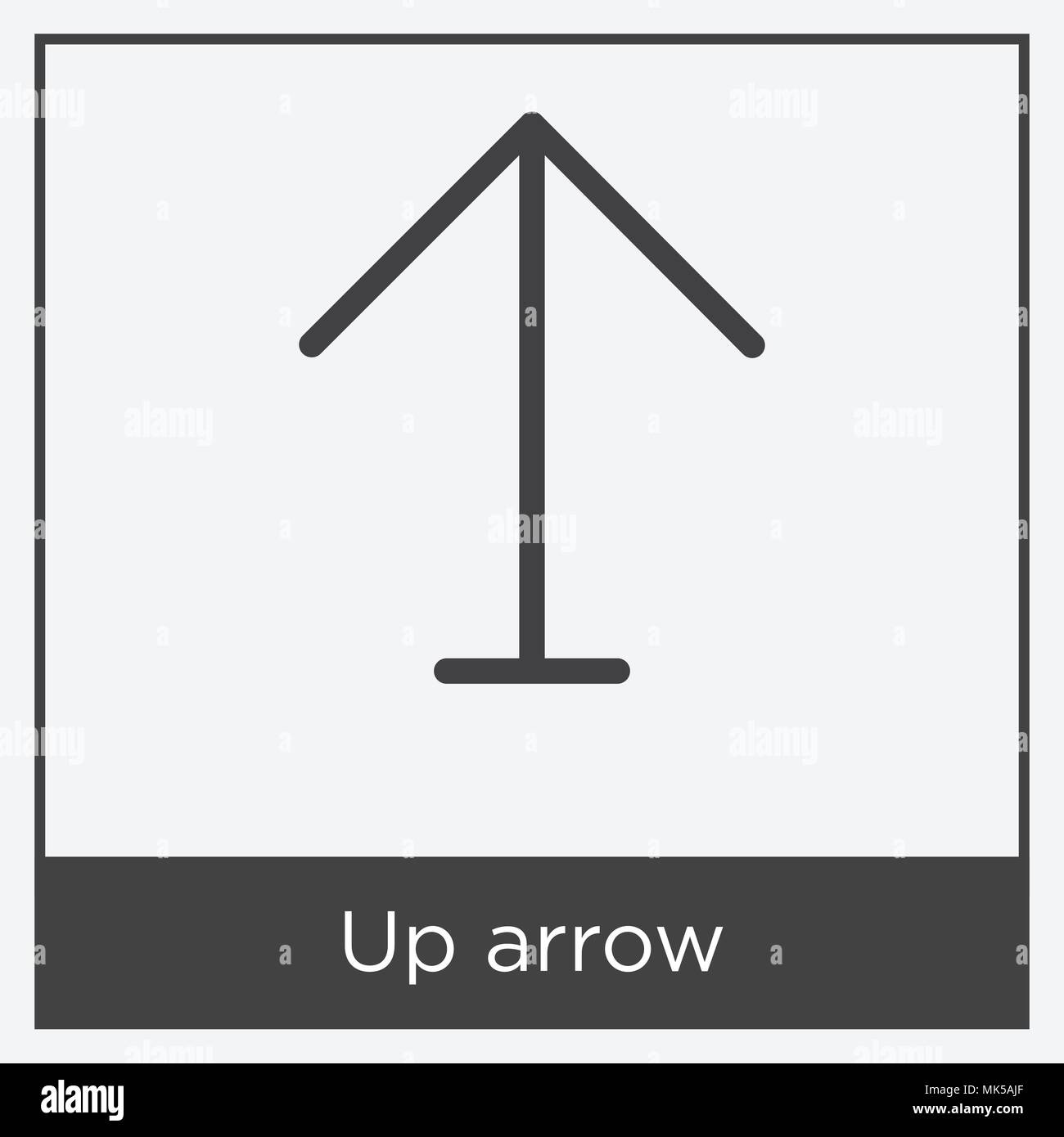 Up arrow icon isolated on white background with gray frame, sign and ...
