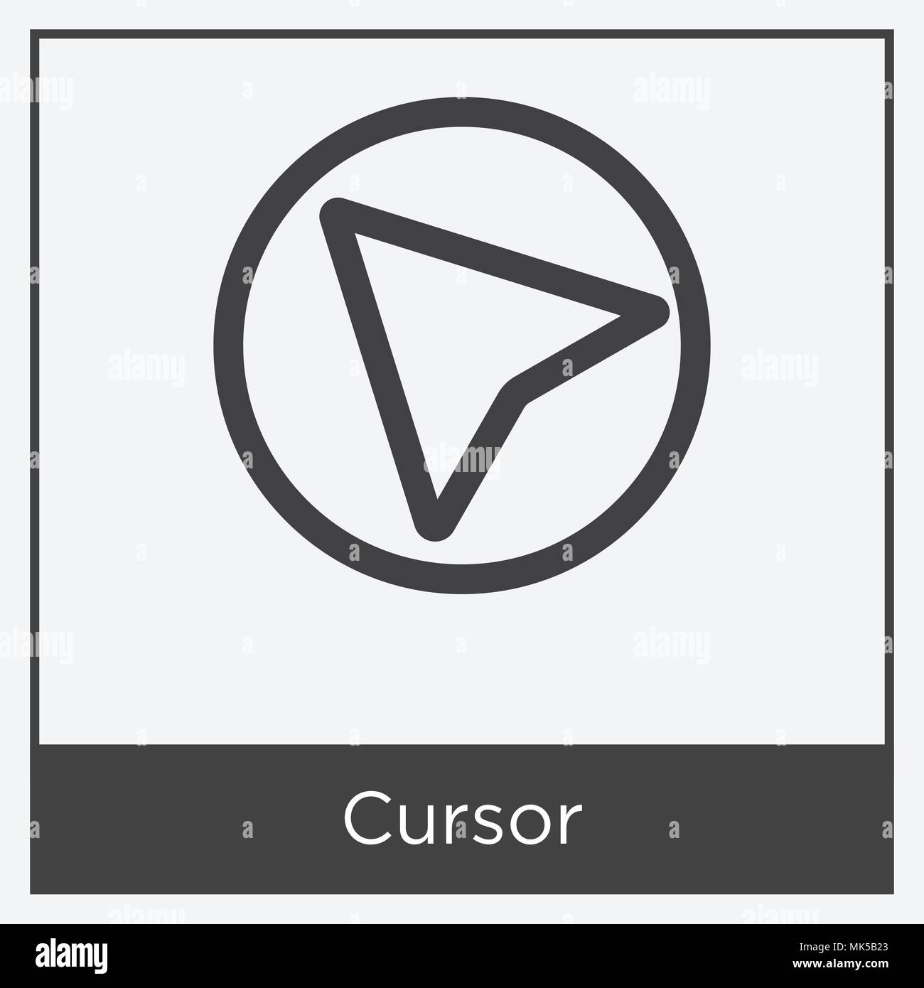 Cursor icon isolated on white background with gray frame, sign and ...