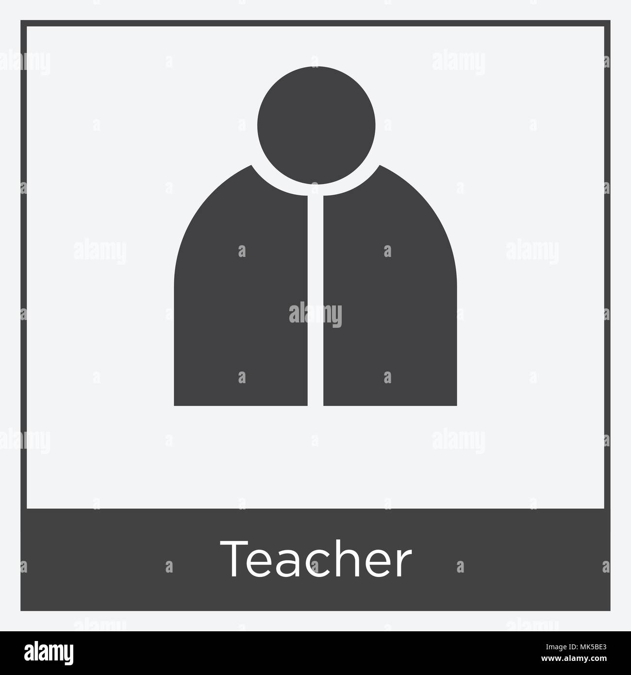Teacher icon isolated on white background with gray frame, sign and ...