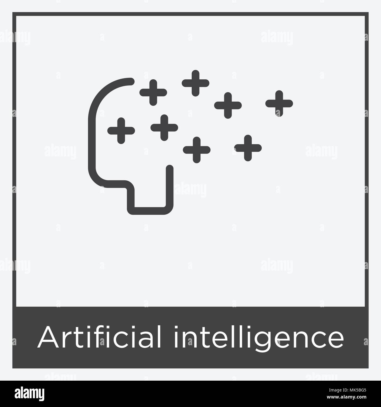 Artificial intelligence icon isolated on white background with gray ...