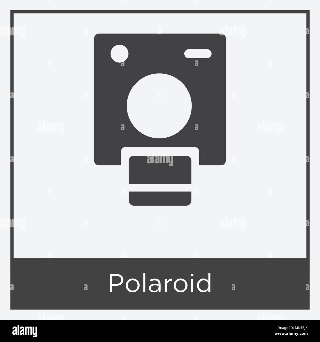 Polaroid icon isolated on white background with gray frame, sign and