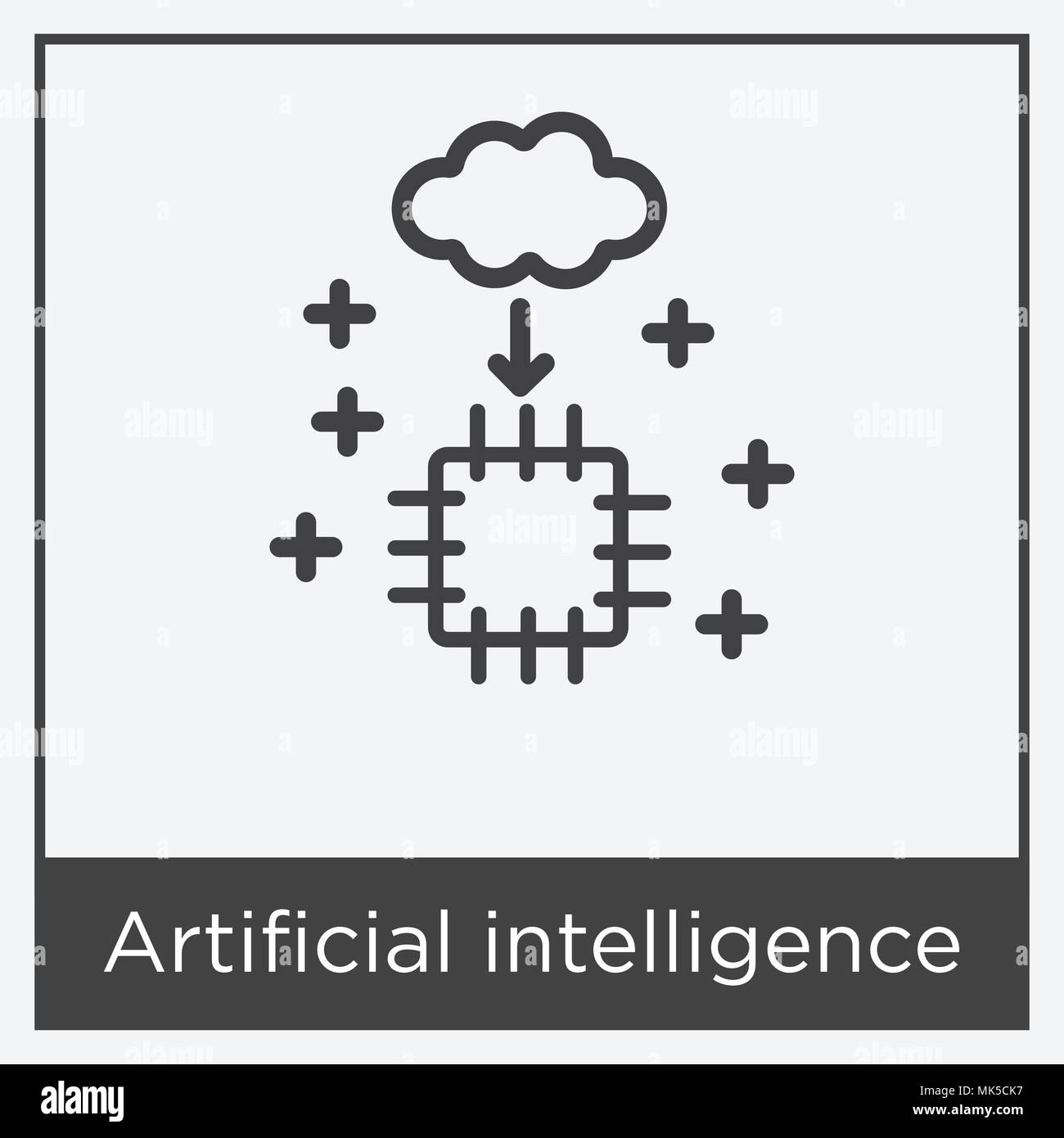 Artificial intelligence icon isolated on white background with gray ...