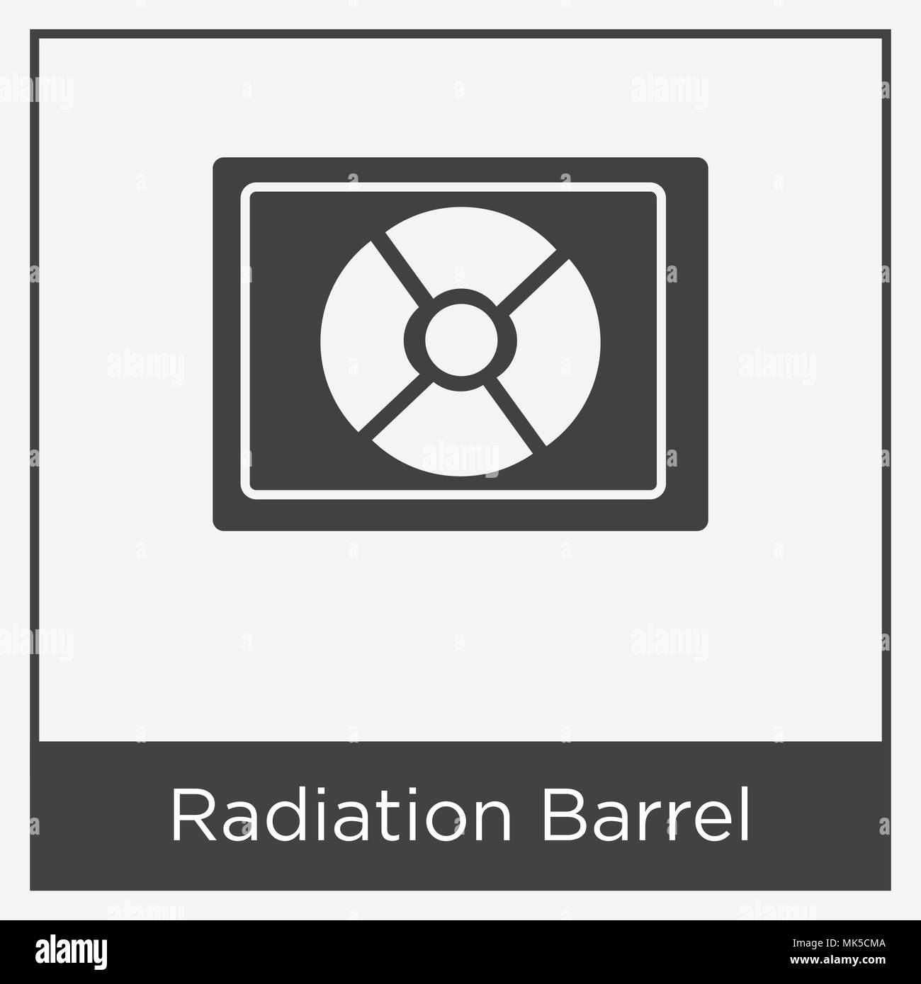 Radiation Barrel icon isolated on white background with gray frame, sign and symbol Stock Vector