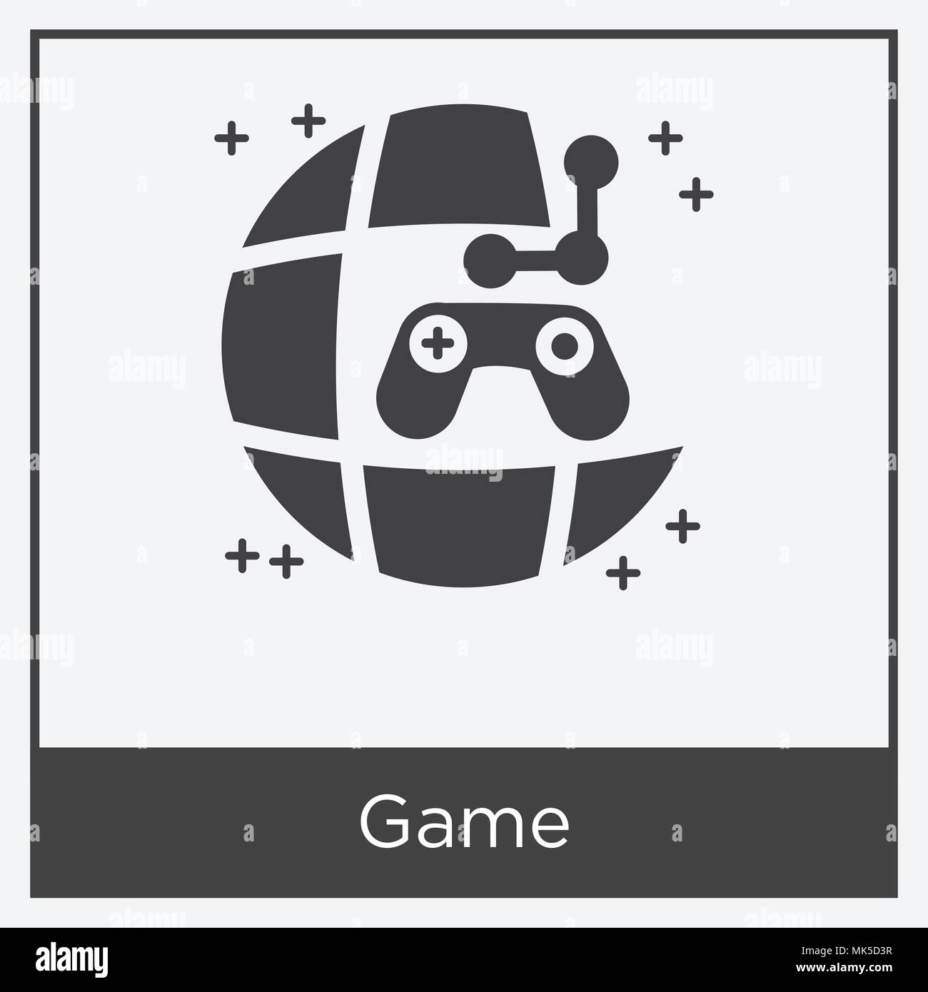 Game icon isolated on white background with gray frame, sign and symbol ...