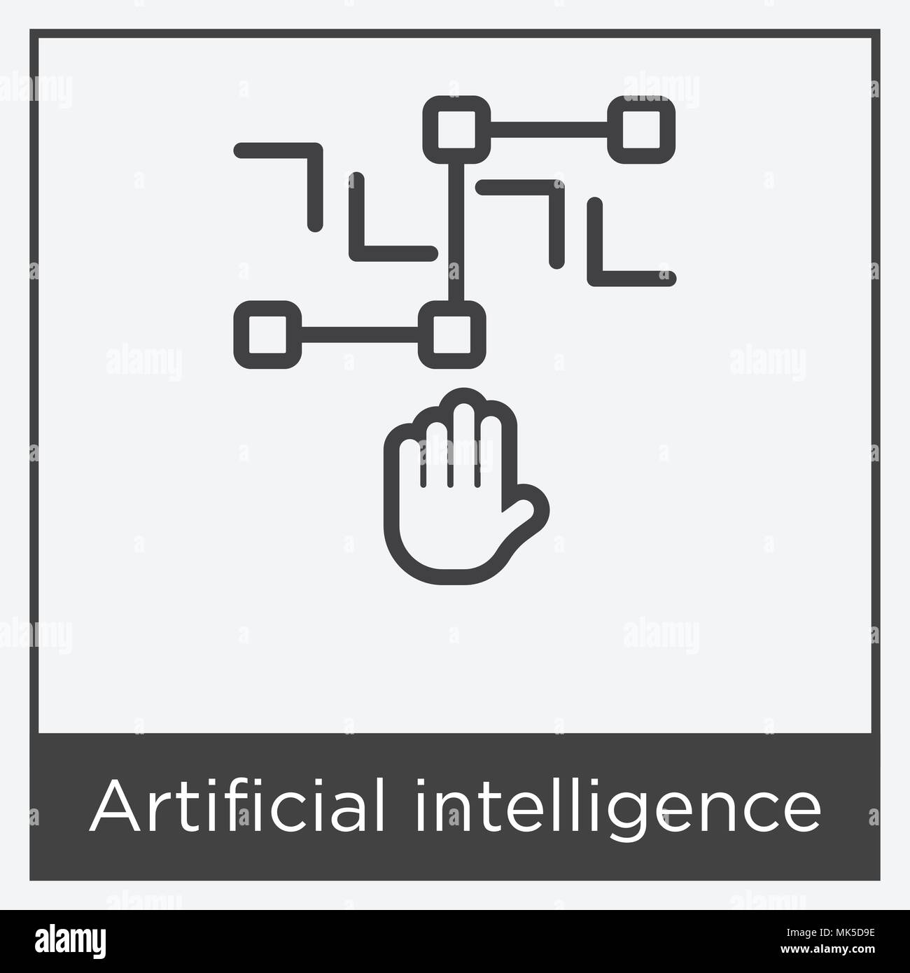 Artificial intelligence icon isolated on white background with gray ...