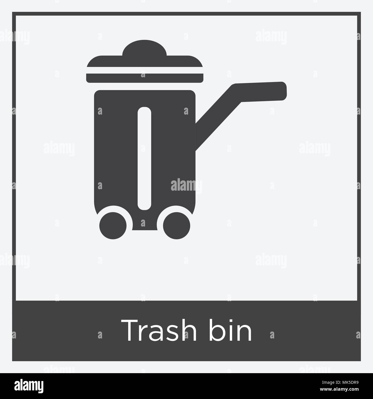 Trash bin icon isolated on white background with gray frame, sign and symbol Stock Vector