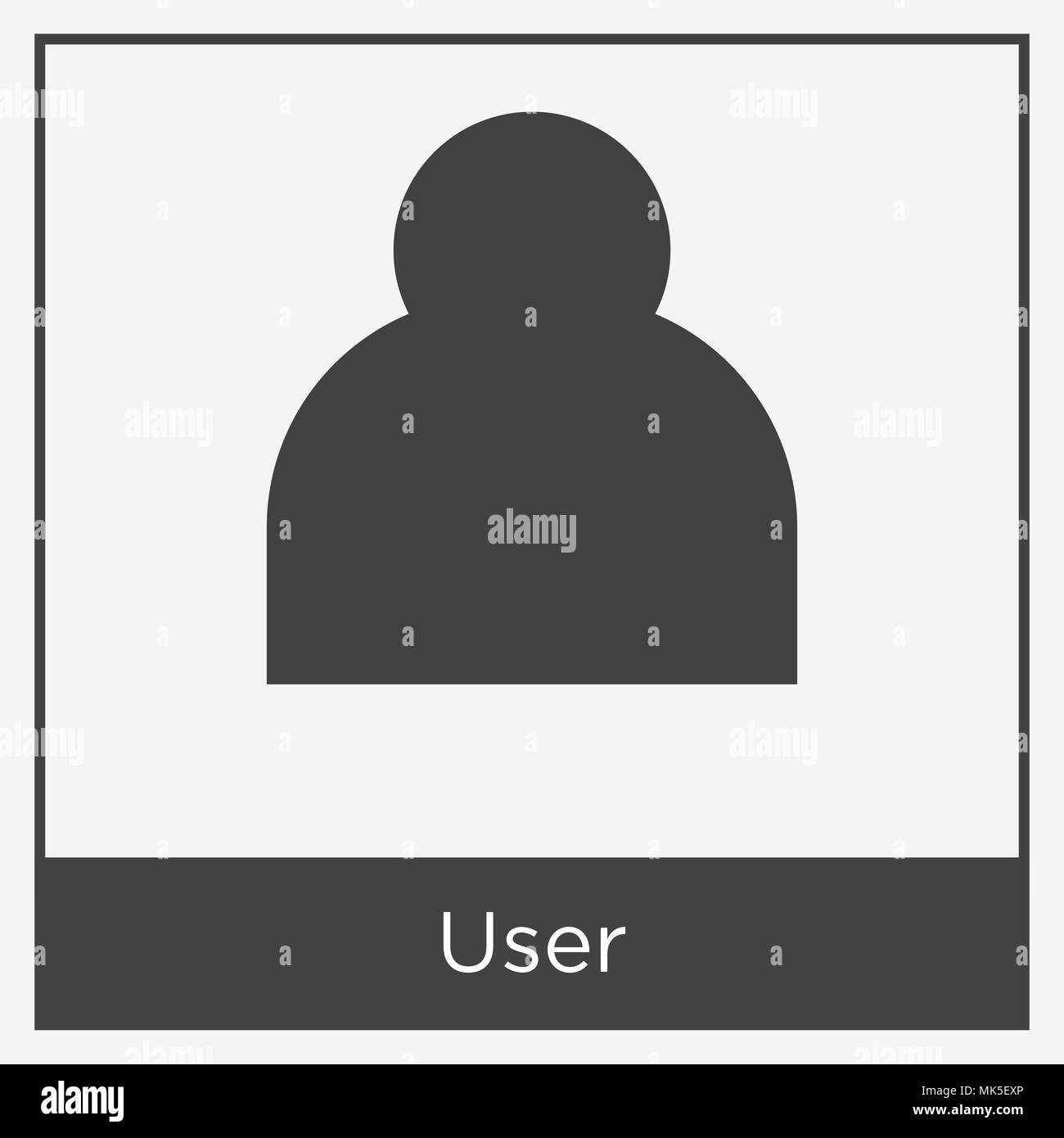 User icon isolated on white background with gray frame, sign and symbol ...