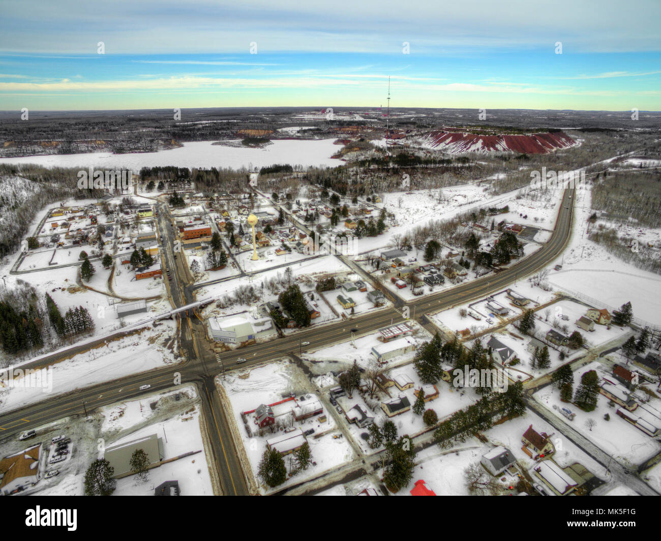 Calumet is a small Mining Town on the Iron Range of Minnesota Stock