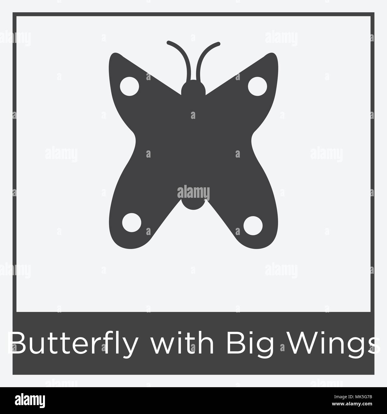 Butterfly with Big Wings icon isolated on white background with gray ...