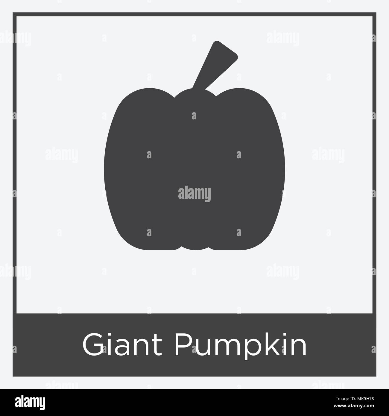 Giant Pumpkin icon isolated on white background with gray frame, sign and symbol Stock Vector