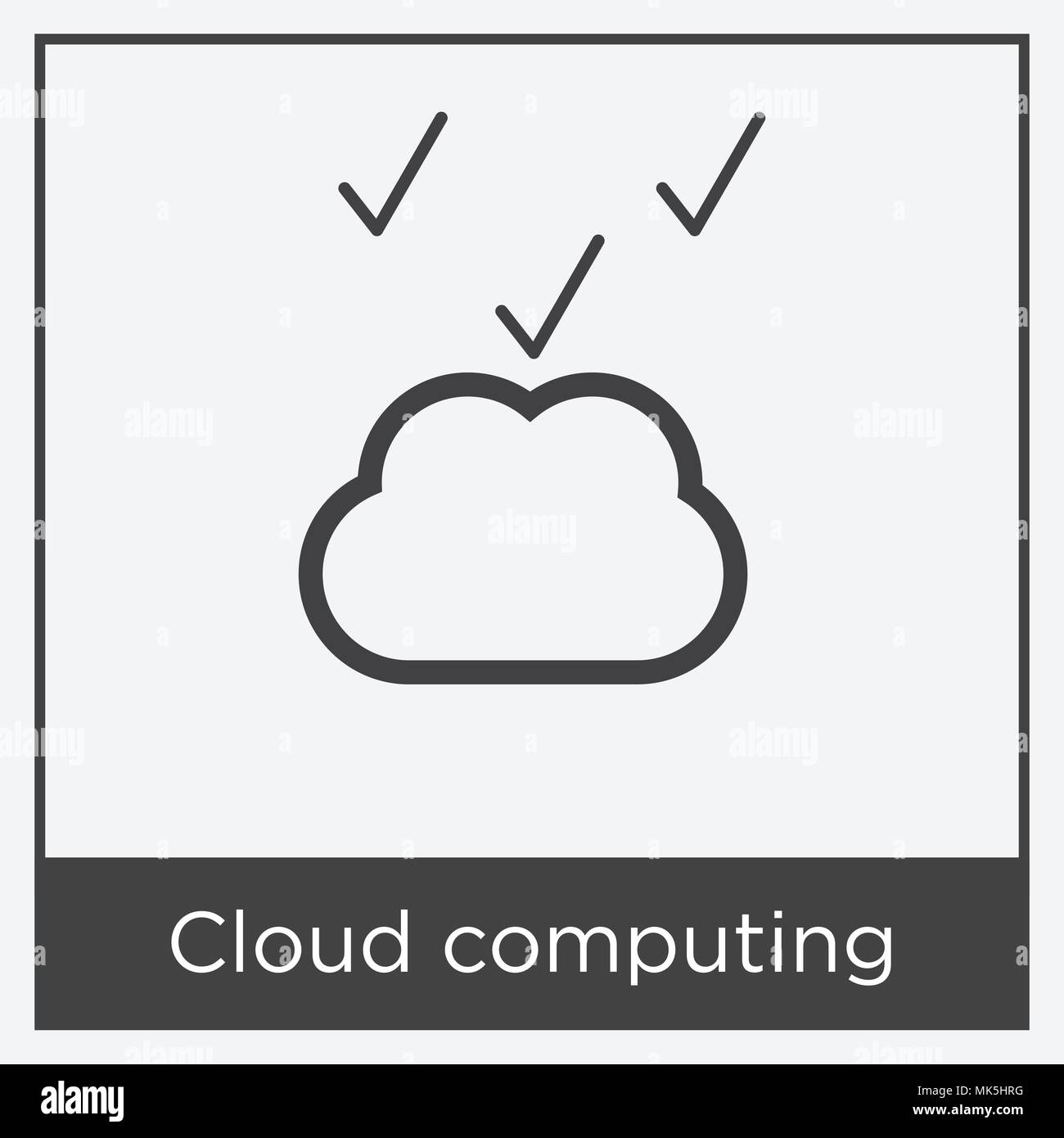 Cloud computing icon isolated on white background with gray frame, sign and symbol Stock Vector
