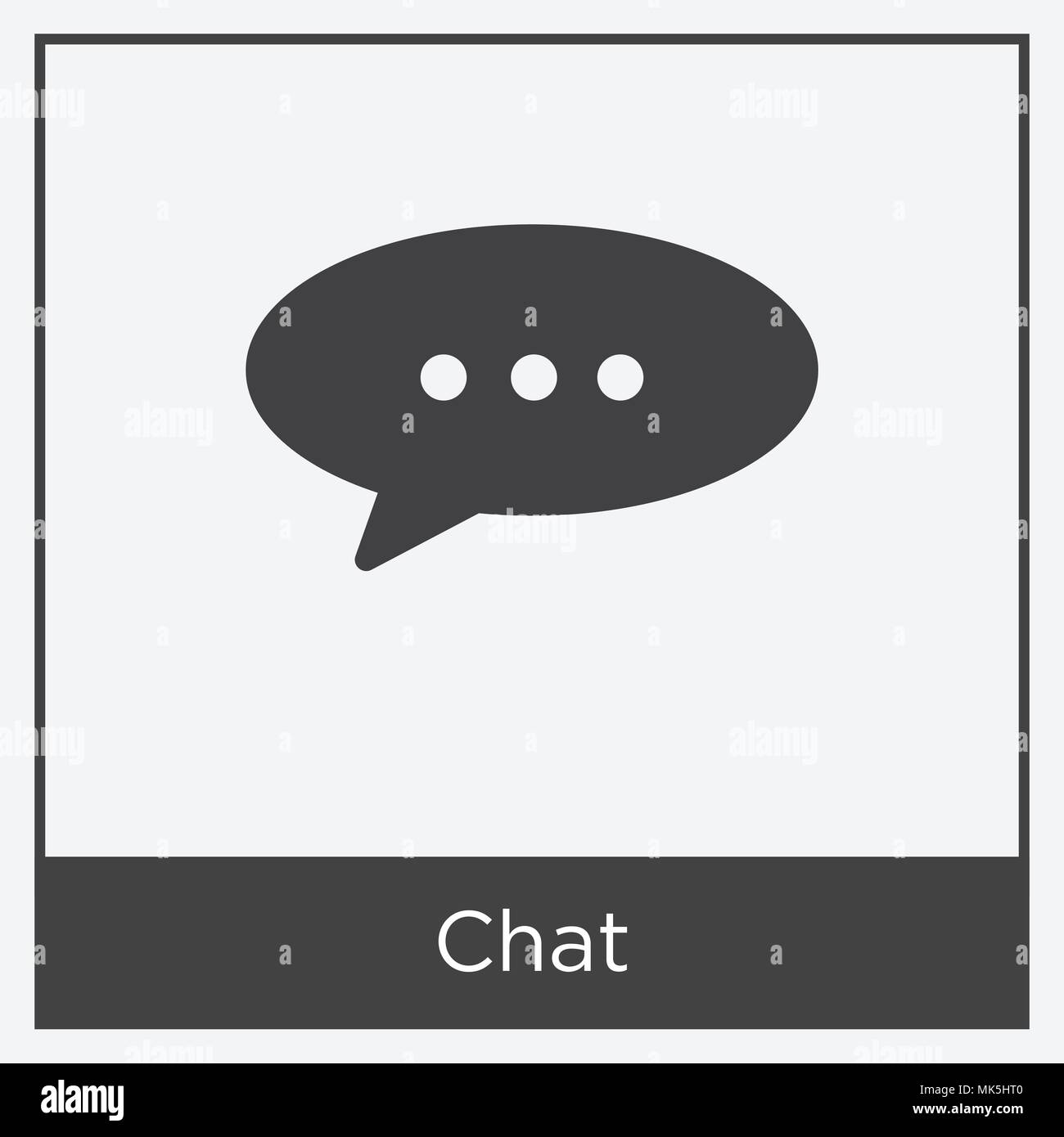 Chat icon isolated on white background with gray frame, sign and symbol ...