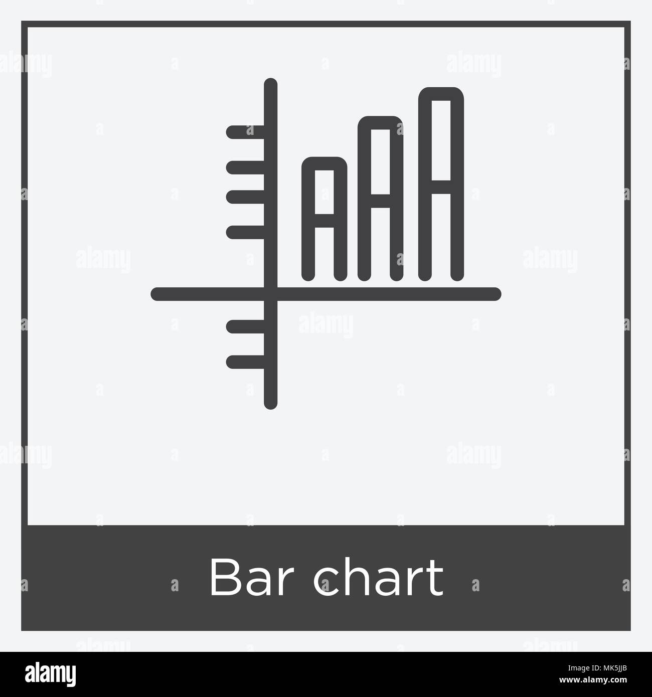 Bar chart icon isolated on white background with gray frame, sign and ...