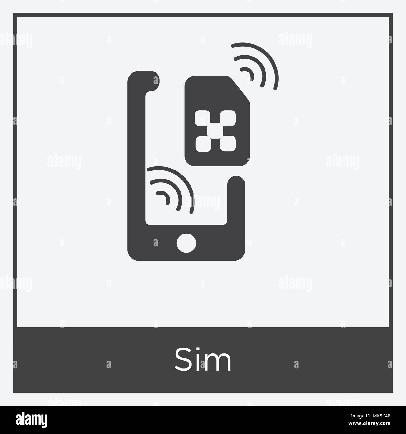 Sim icon isolated on white background with gray frame, sign and symbol Stock Vector