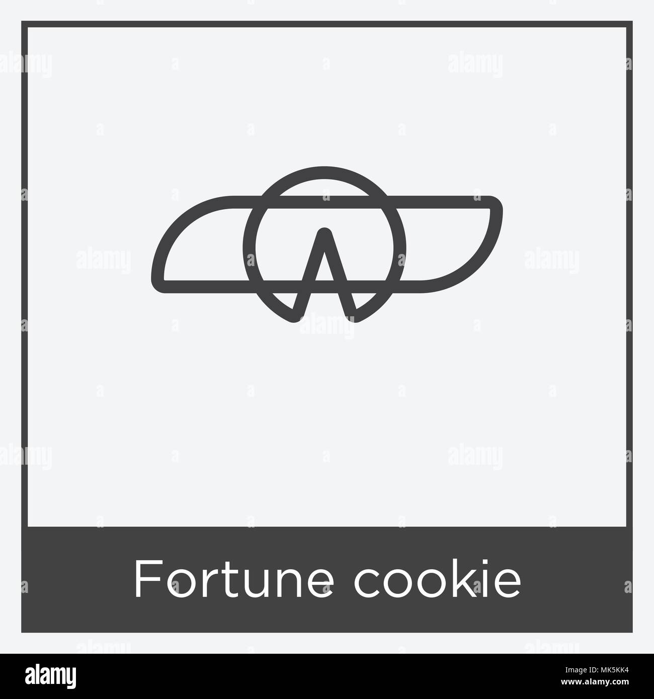 Fortune cookie icon isolated on white background with gray frame, sign