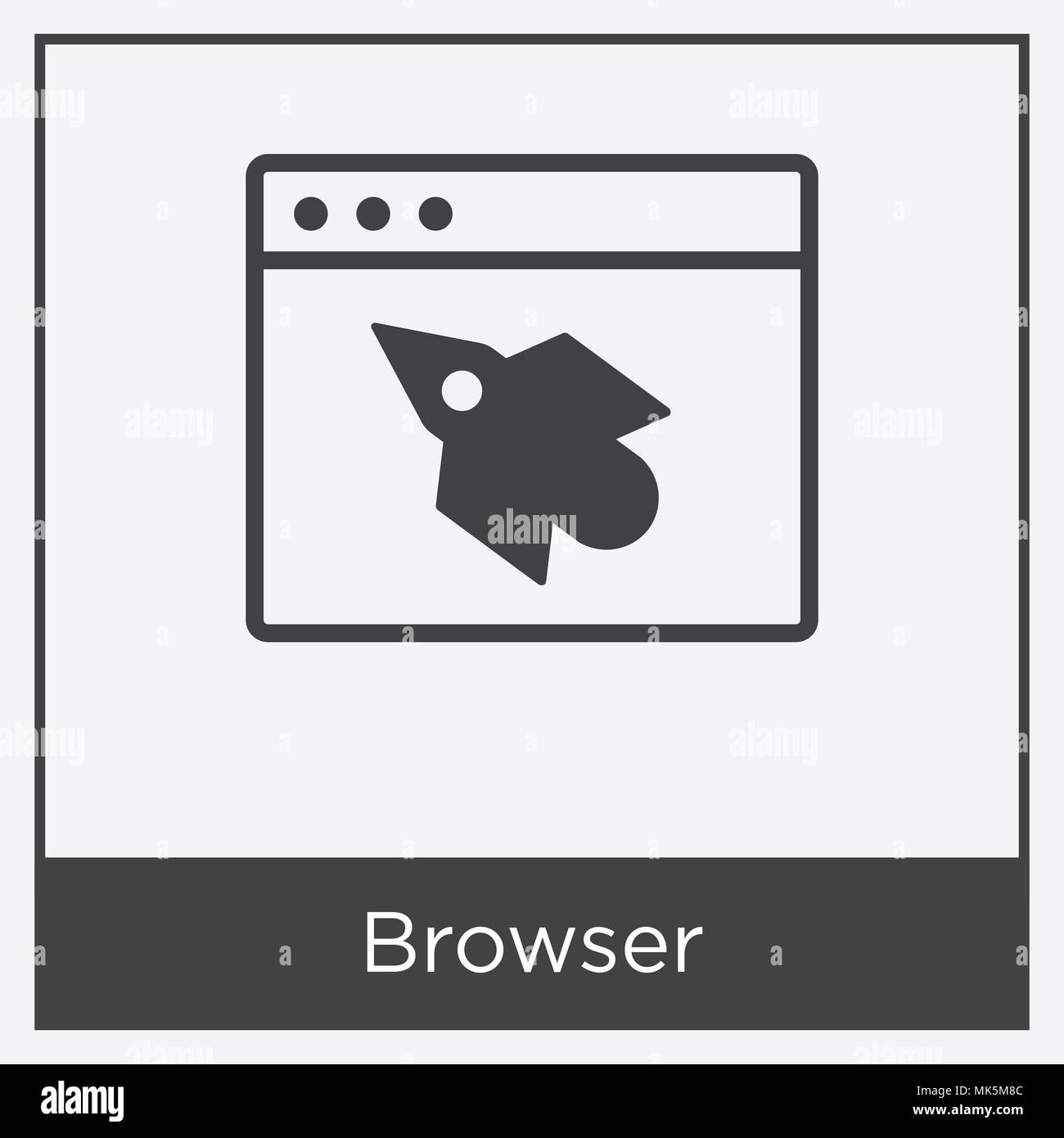 Browser icon isolated on white background with gray frame, sign and ...