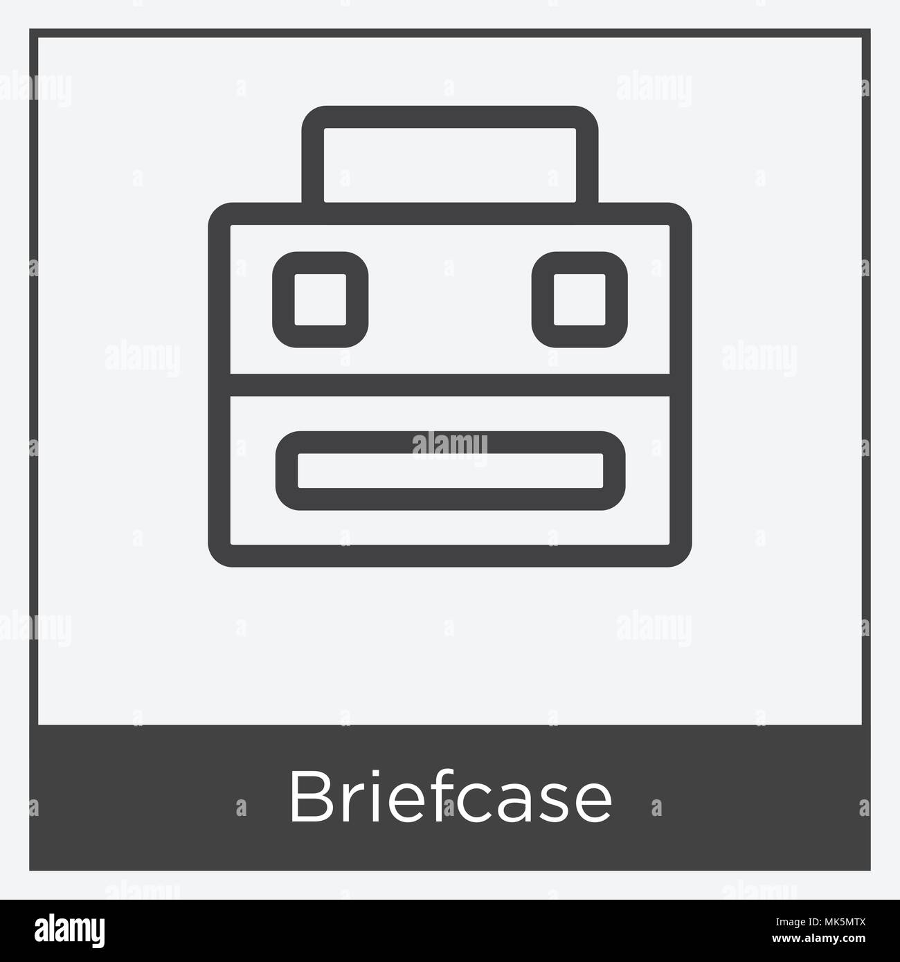 Briefcase icon isolated on white background with gray frame, sign and ...