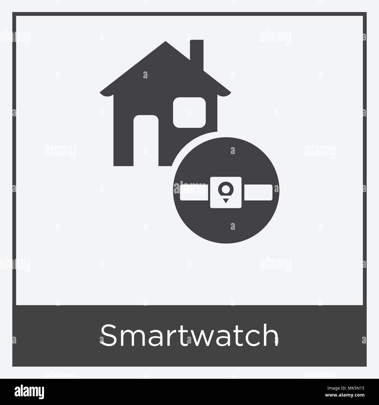 Smartwatch icon isolated on white background with gray frame, sign and symbol Stock Vector