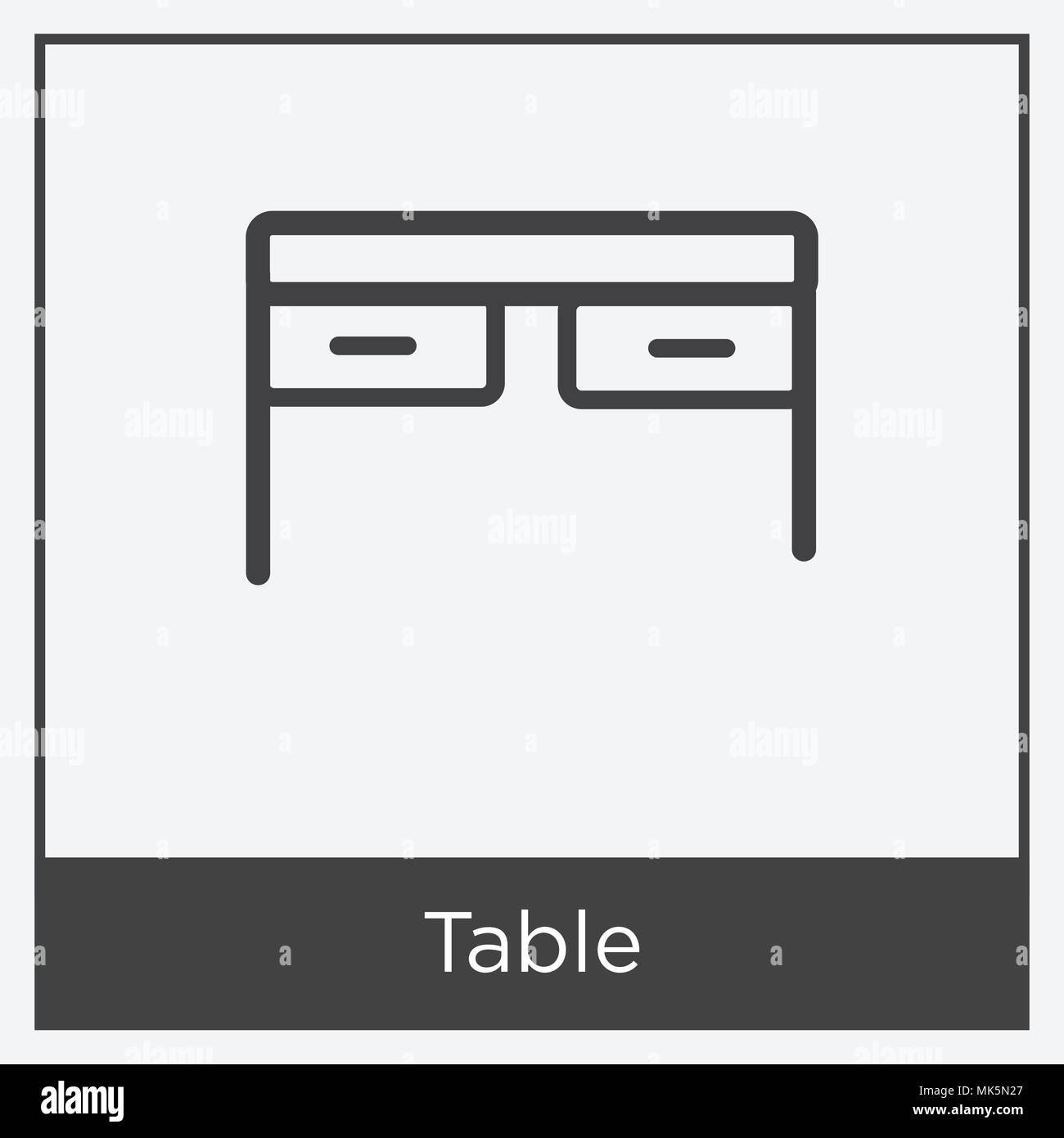 Table icon isolated on white background with gray frame, sign and ...