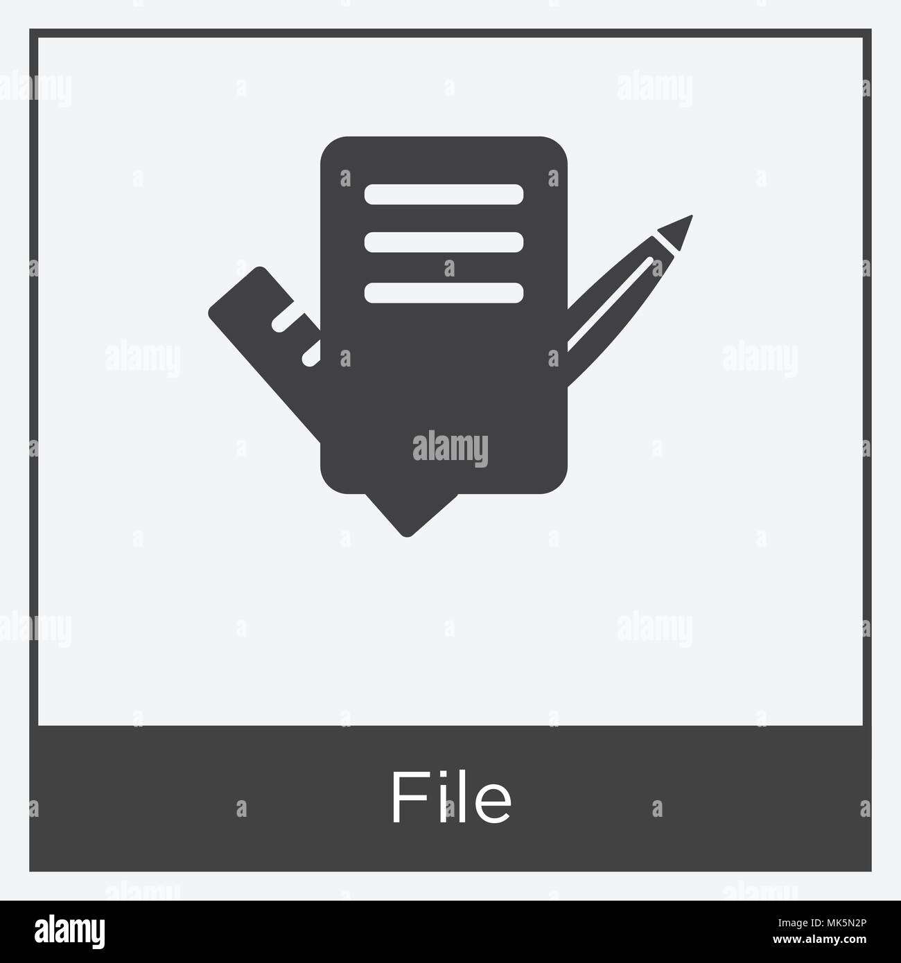 File icon isolated on white background with gray frame, sign and symbol ...