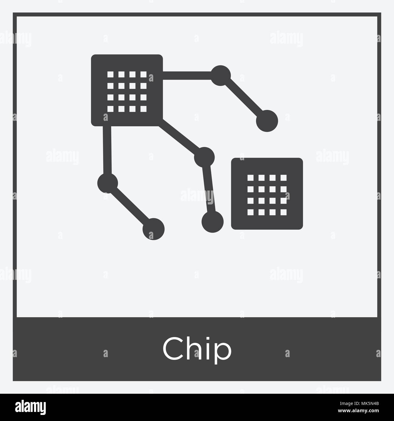 Chip icon isolated on white background with gray frame, sign and symbol ...