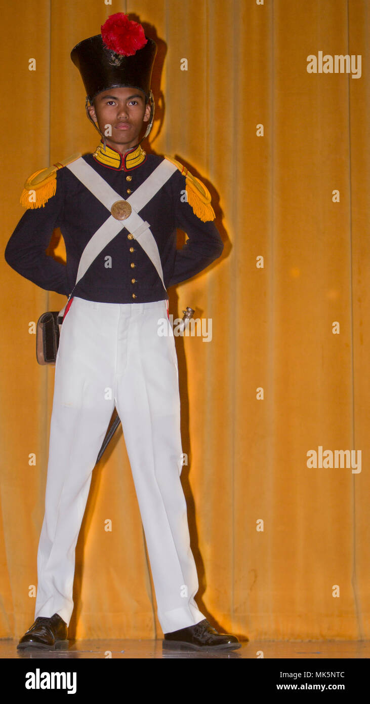 Kubasaki High School Junior Reserve Officers Training Corps cadet Alexander  Saber, models a historical U.S. Marine Corps uniform worn during the  Mexican War as apart of the 242nd Marine Corps birthday pageant