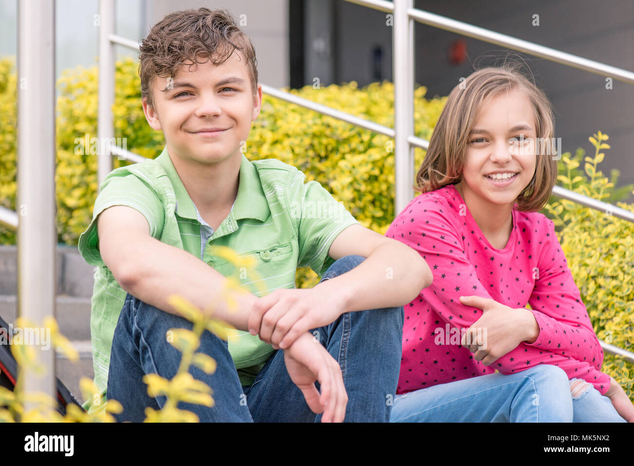 Teen Boy And Girl Stock Photo Alamy