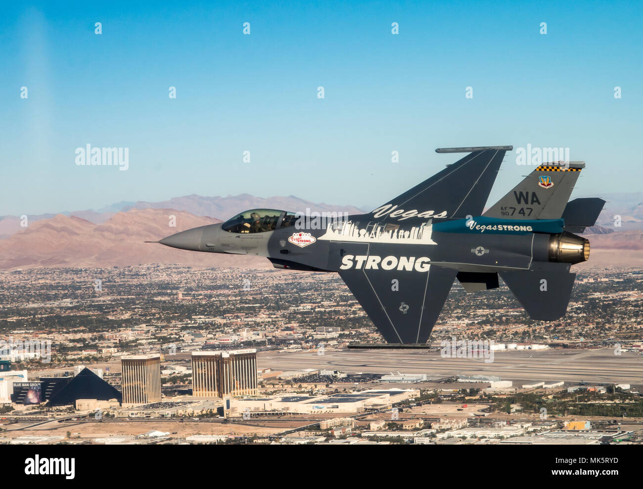 An F16 Fighting Falcon from Nellis Air Force Base, Nev., soars over