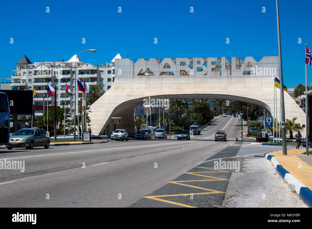 Marbella Arch. Marbella entrance sign. Malaga province, Andalusia