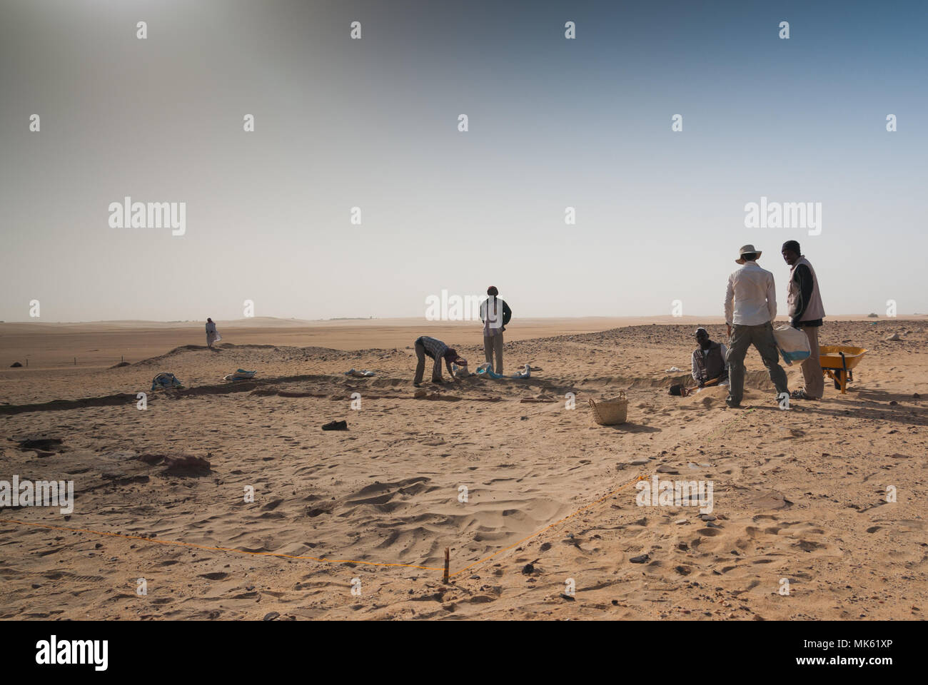 Archeologists in Kawa archeological site, Dongola, Sudan Stock Photo