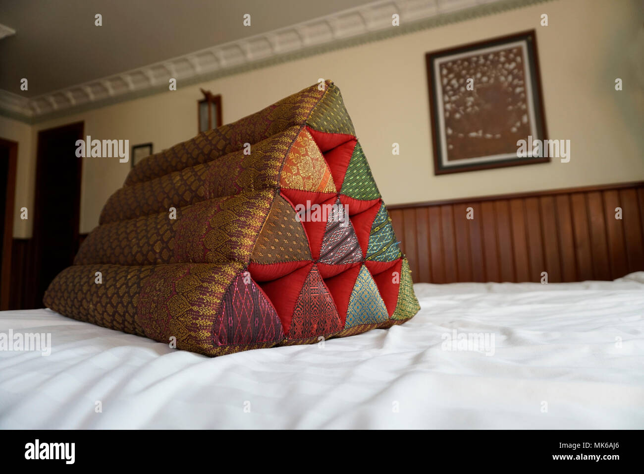 Traditional pillow on bed. Cambodia Stock Photo Alamy