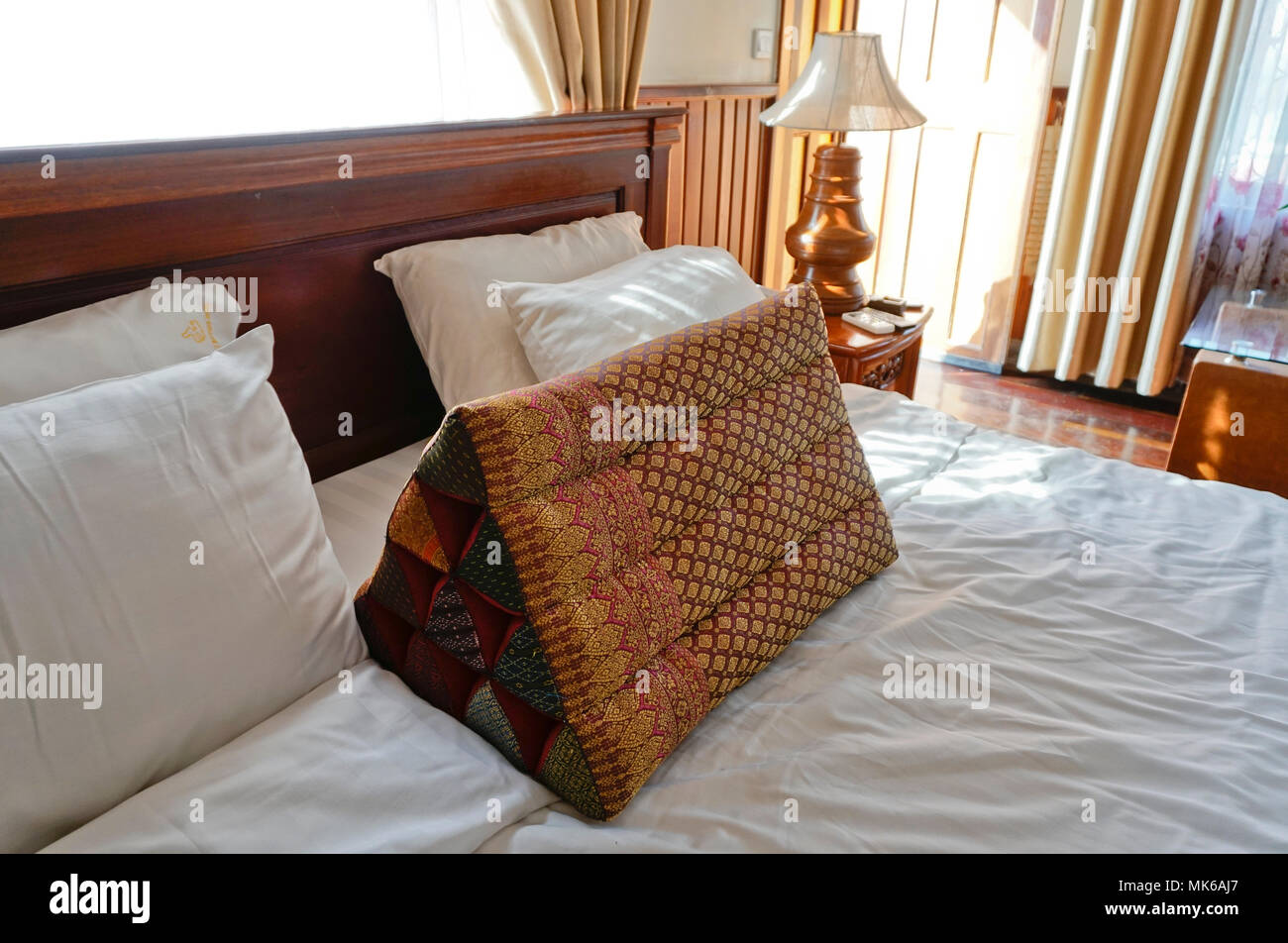 Traditional pillow on bed. Cambodia Stock Photo Alamy