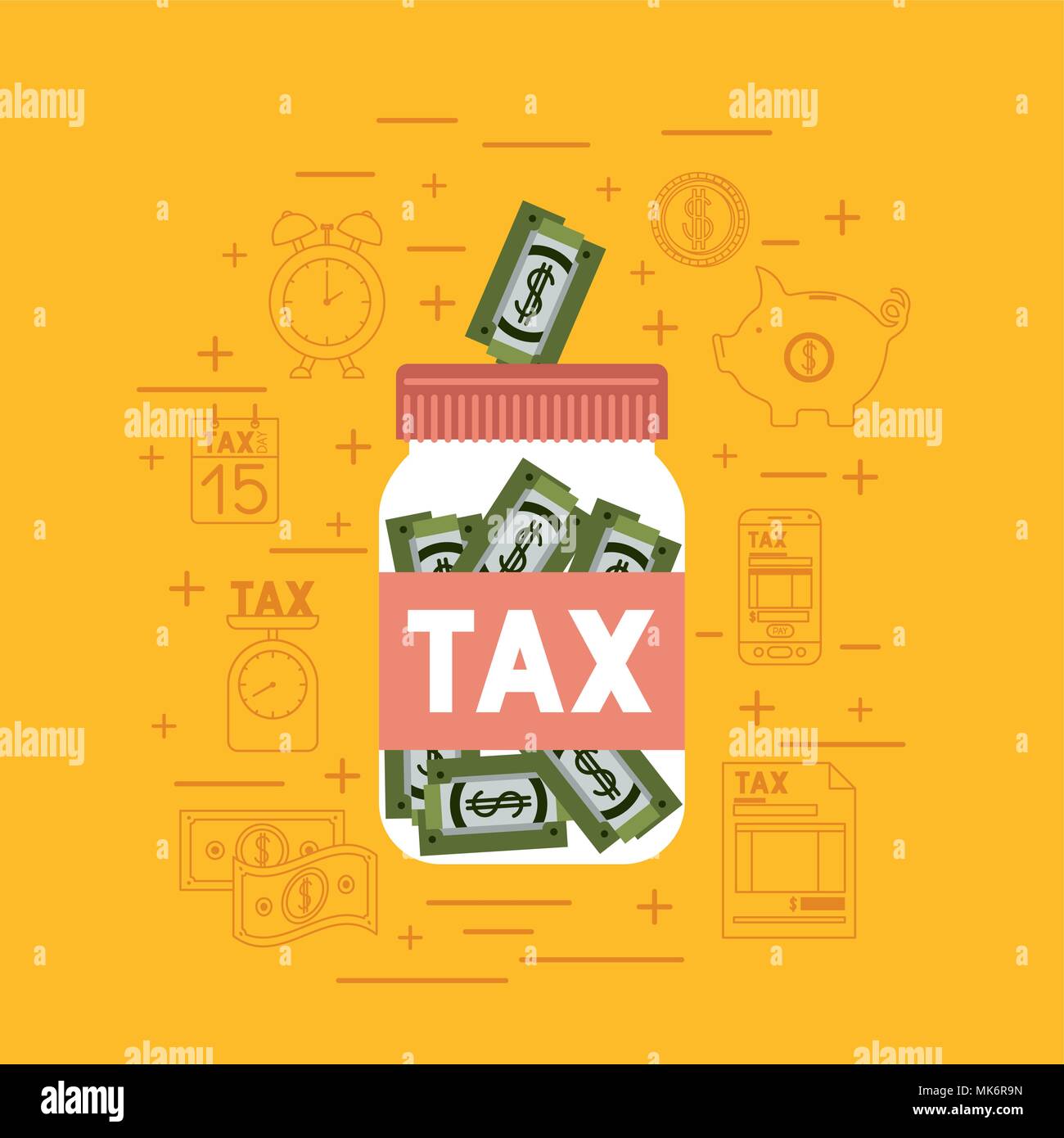 tax day set icons Stock Vector