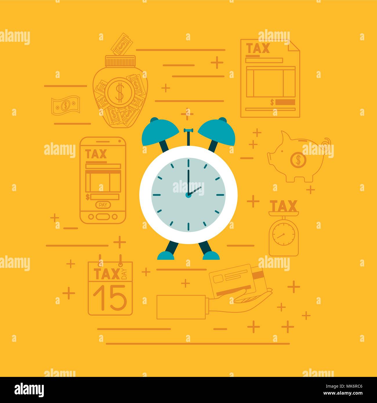 tax day set icons Stock Vector