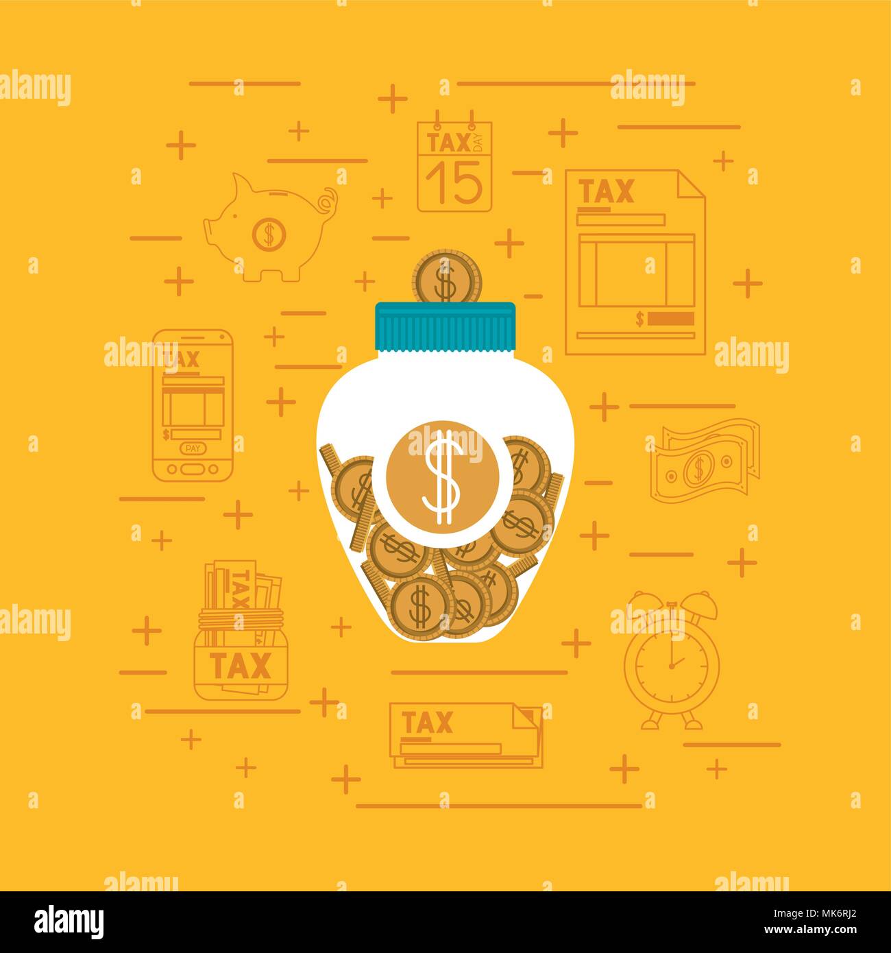 tax day set icons Stock Vector