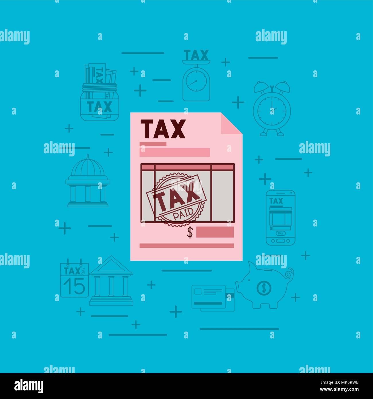 tax day set icons Stock Vector