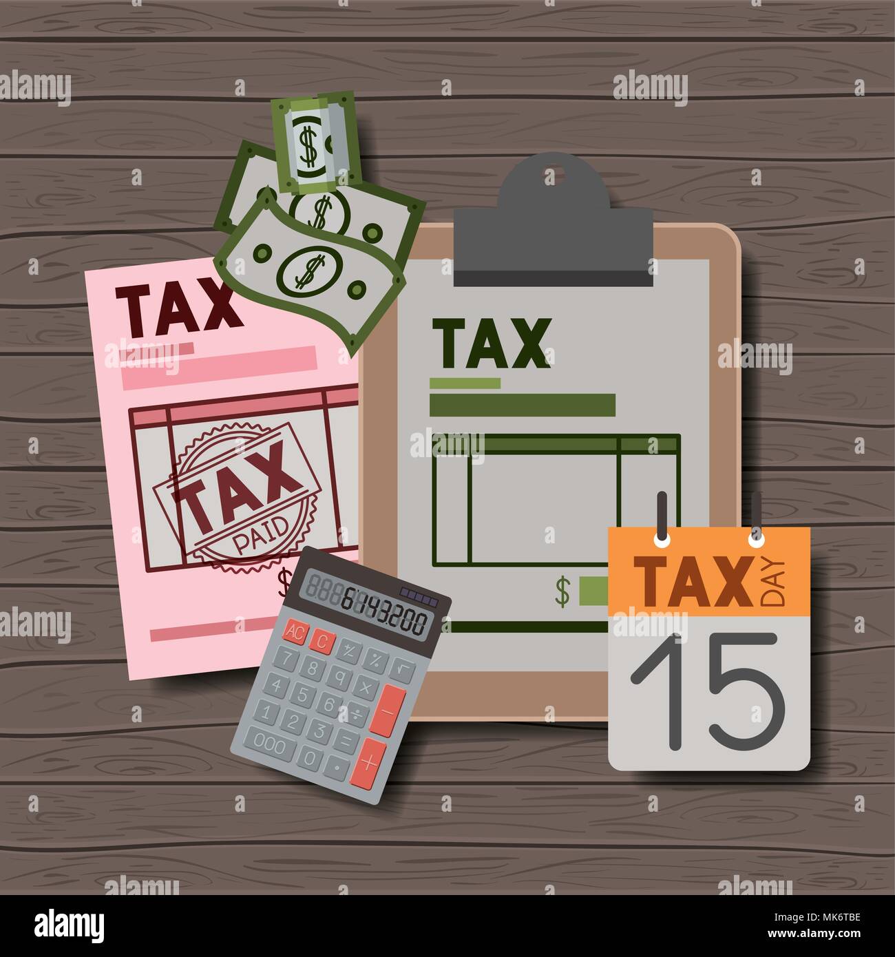 tax day set icons Stock Vector