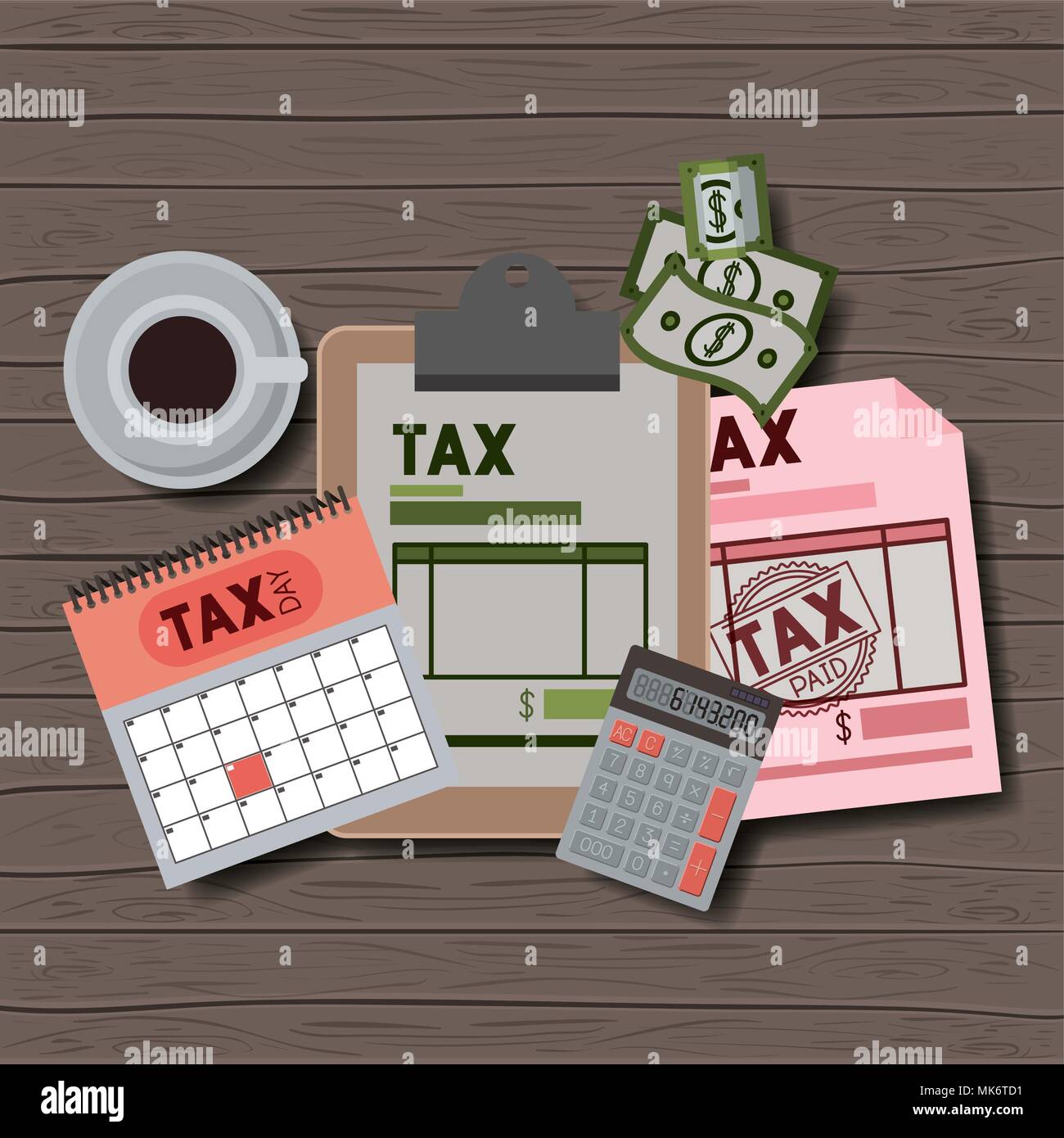 tax day set icons Stock Vector