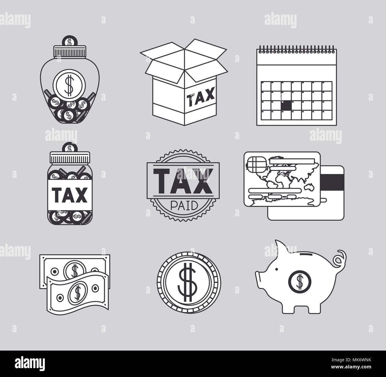 tax day set icons Stock Vector Image & Art - Alamy