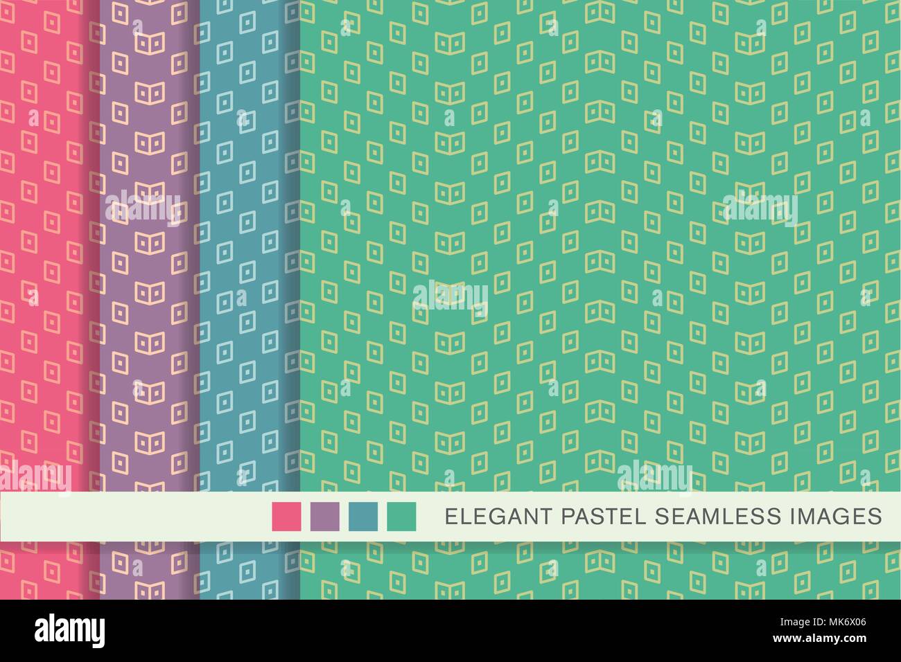 Seamless Pastel Background Set Geometry Check Dot Wave Frame
