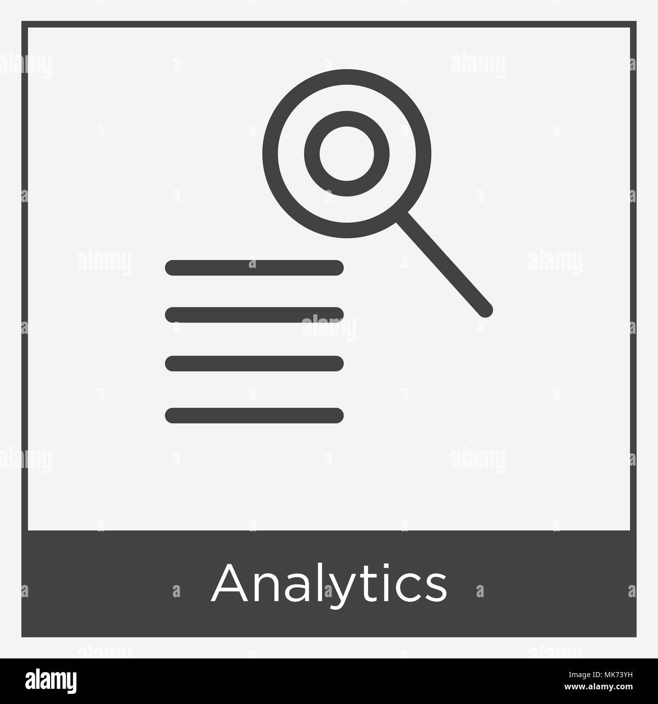 Analytics icon isolated on white background with gray frame, sign and ...