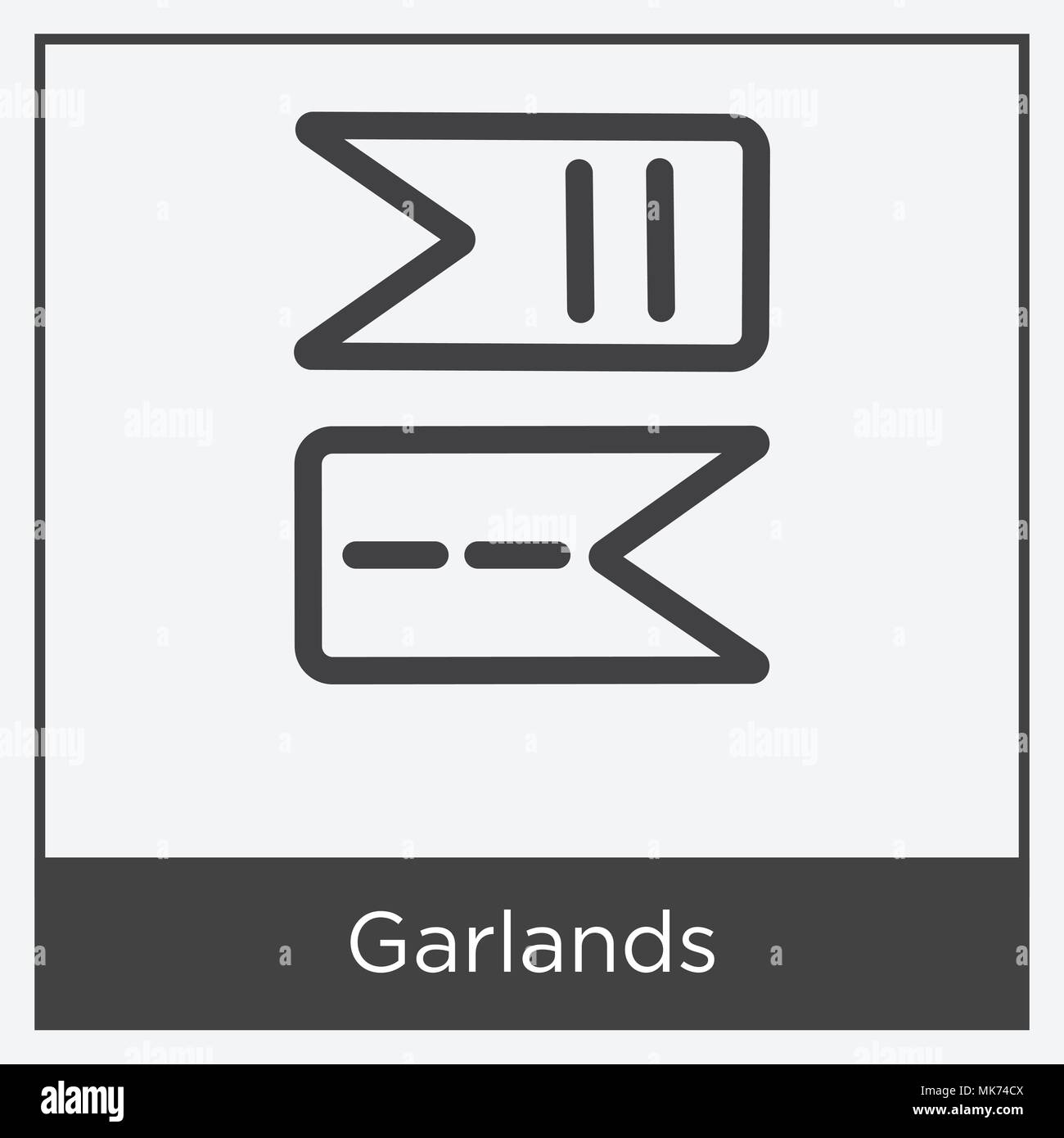 Garlands icon isolated on white background with gray frame, sign and ...