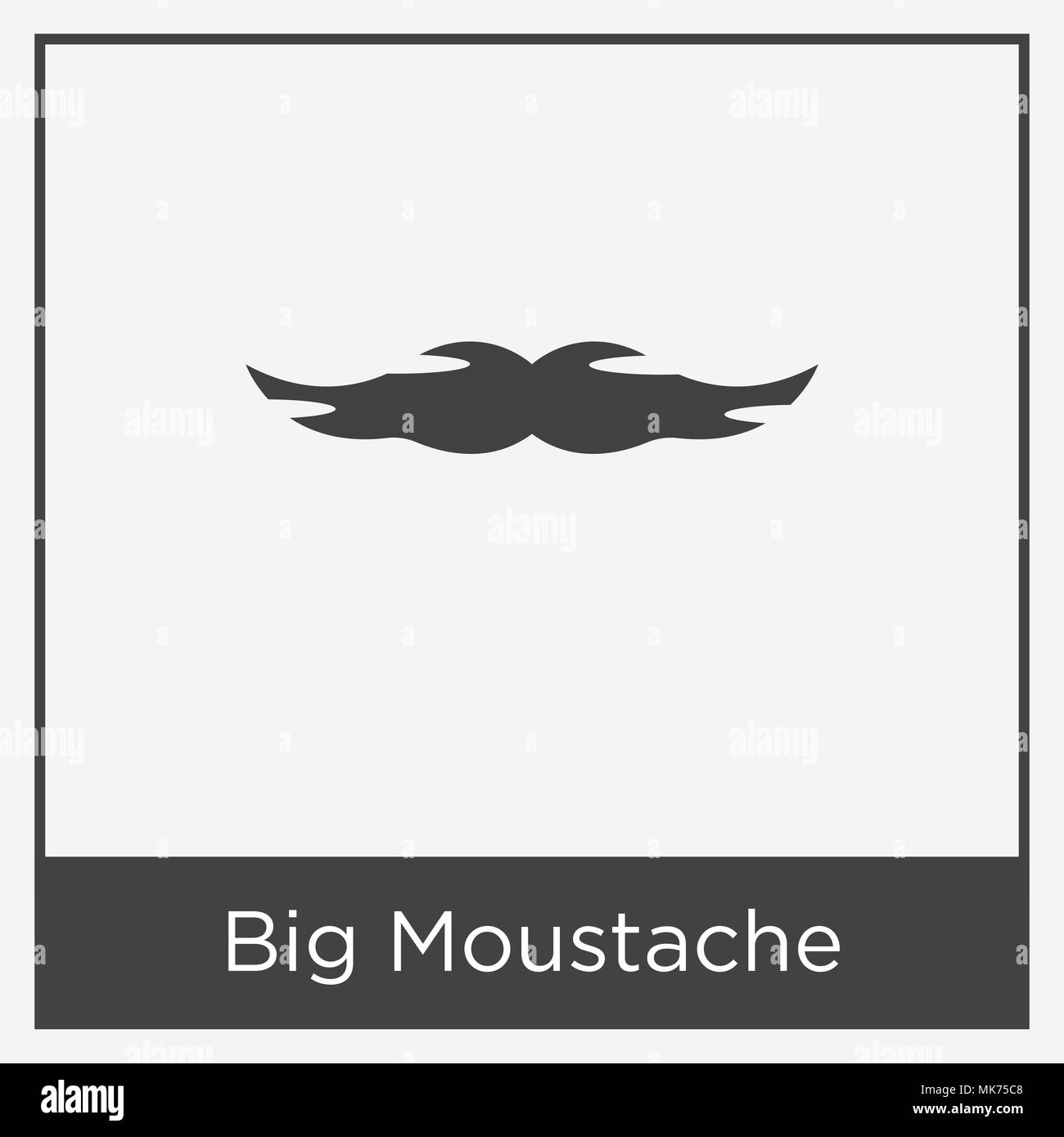 Big Moustache icon isolated on white background with gray frame, sign