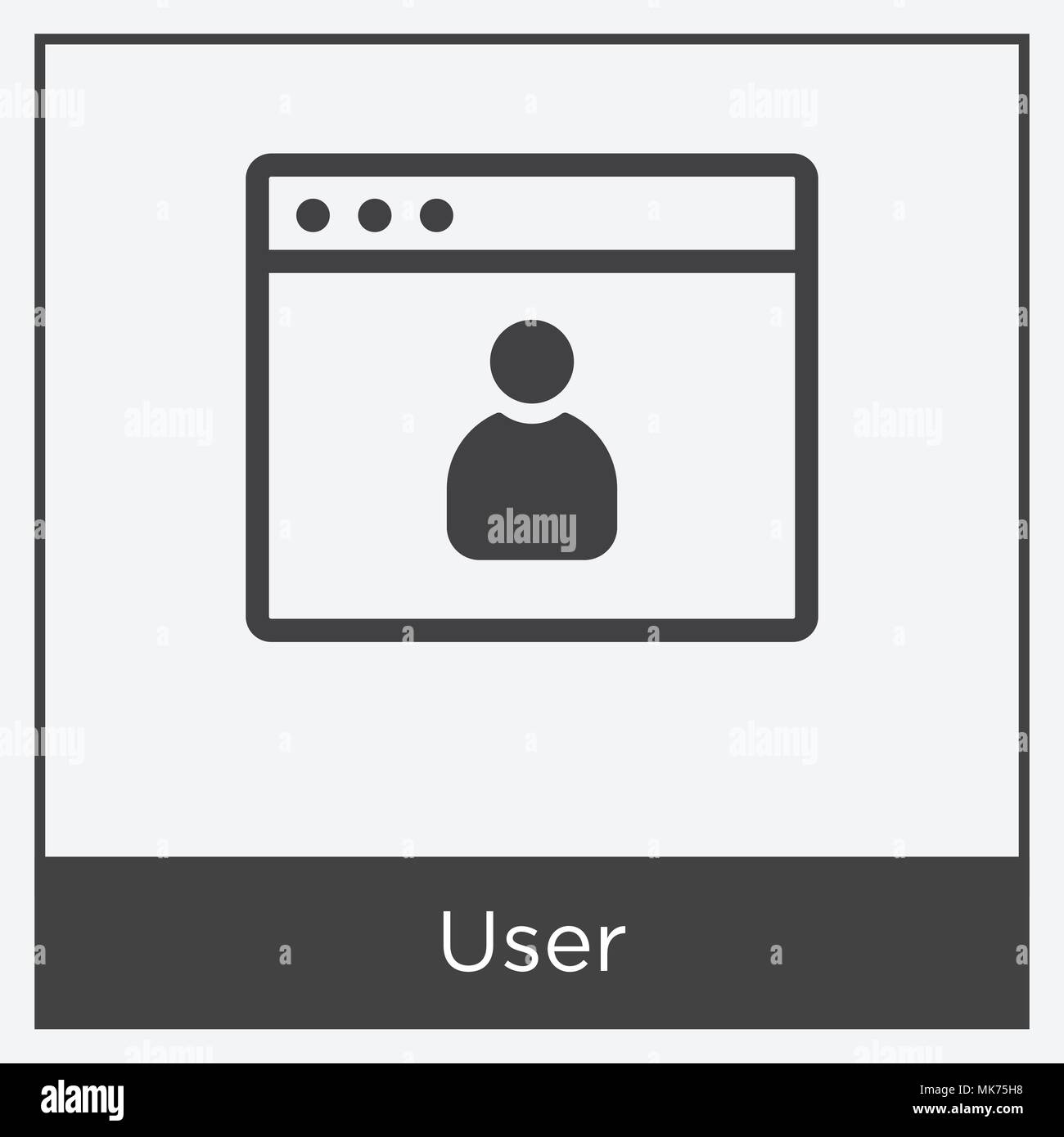 User icon isolated on white background with gray frame, sign and symbol ...