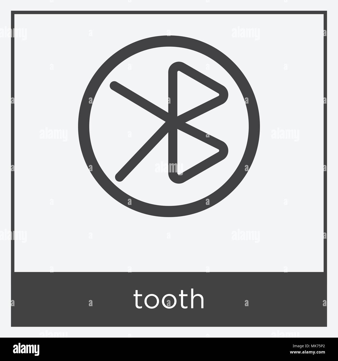 tooth icon isolated on white background with gray frame, sign and ...