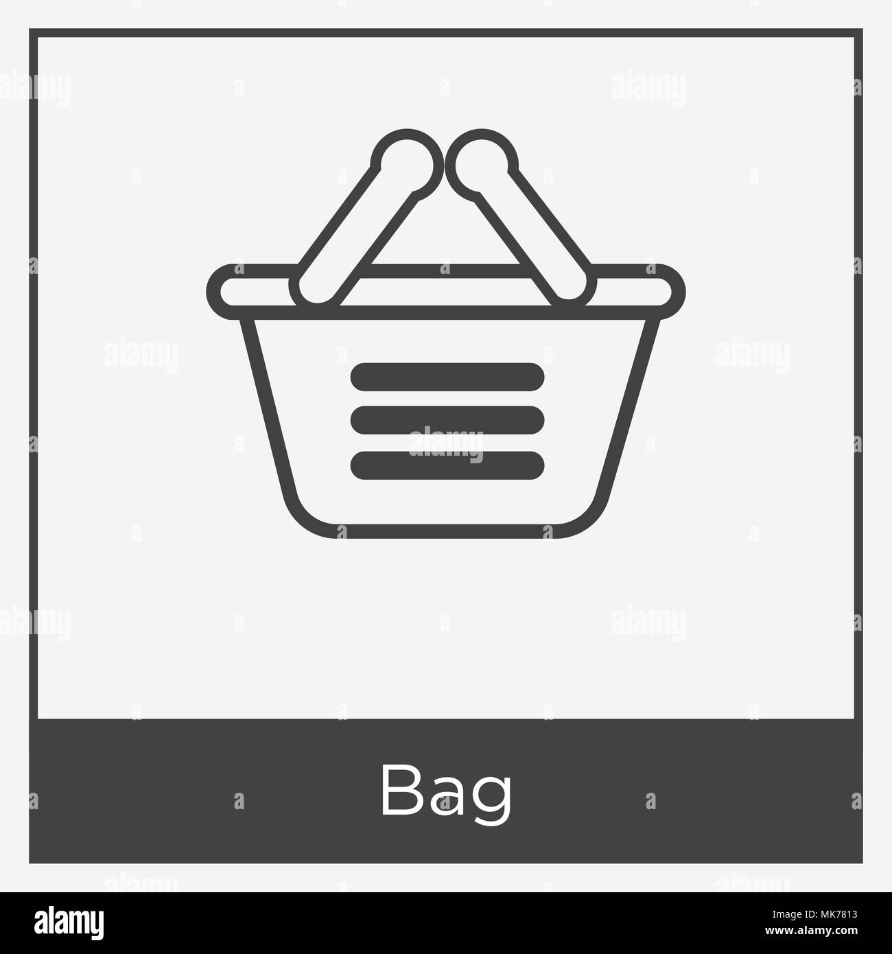 Bag icon isolated on white background with gray frame, sign and symbol ...