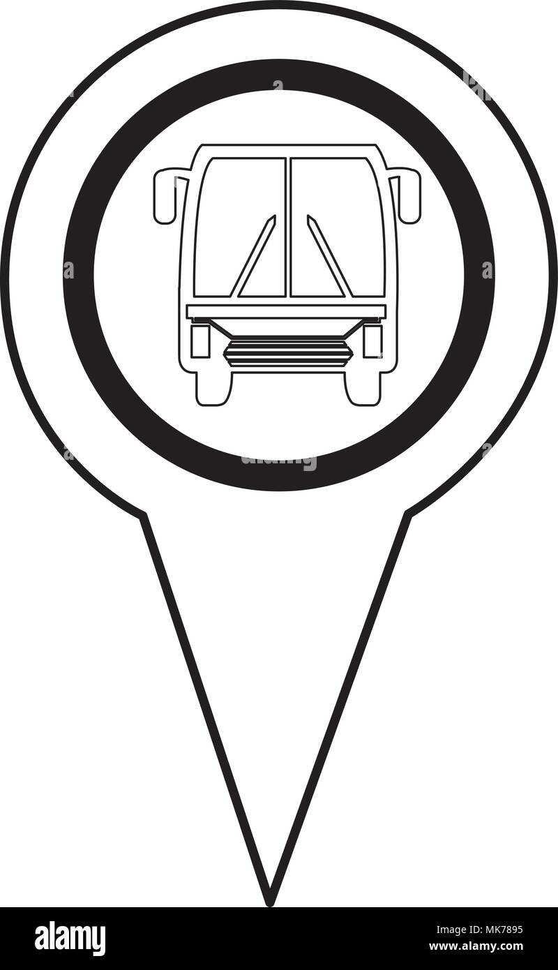 pin pointer location with bus icon vector illustration design Stock ...